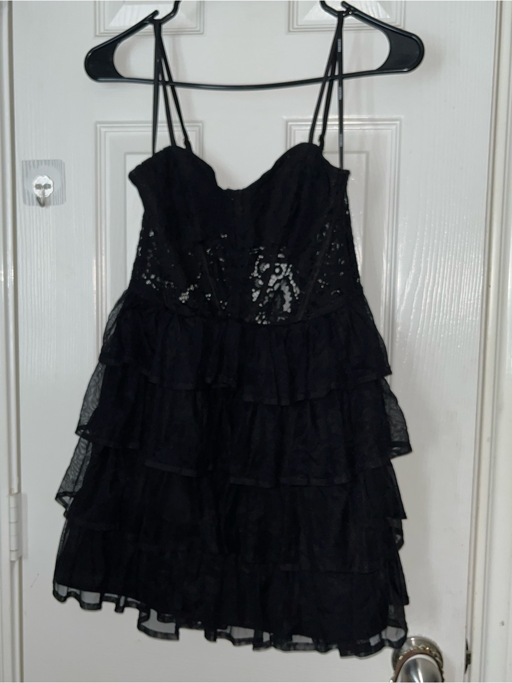 Forever 21 Black Lace corset tiered dress